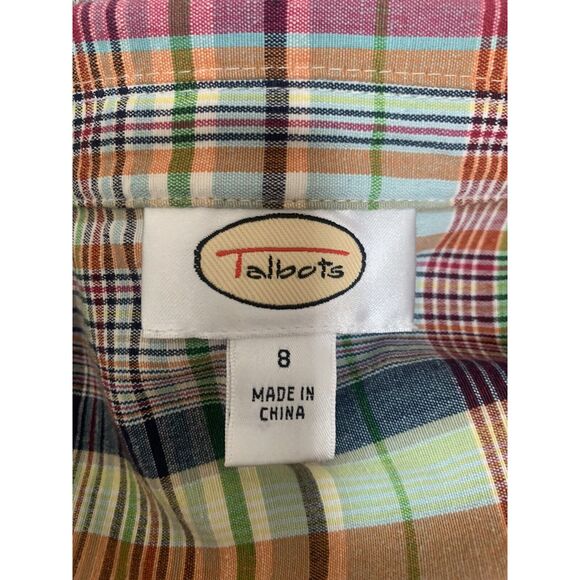 Talbots Womens Blazer Jacket Plaid Button Down Size 8 Cotton Flax Multicolor - Picture 5 of 9